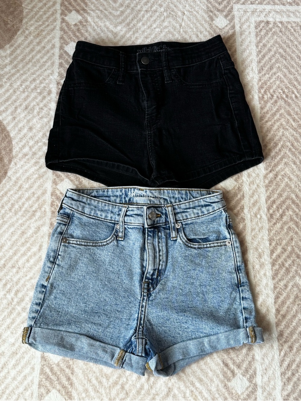 wild fable Black and Light Blue Denim Shorts Duo